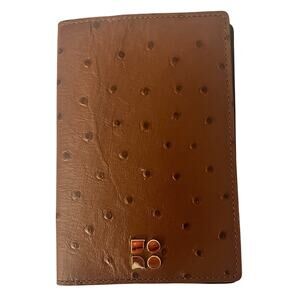 Kate Spade New York Brown Leather Passport Holder - Ostrich Pattern